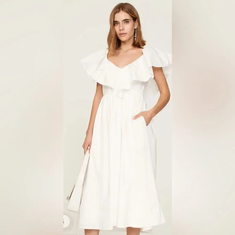 Adam Lippes Eyelet Ruffle Dress Size 10